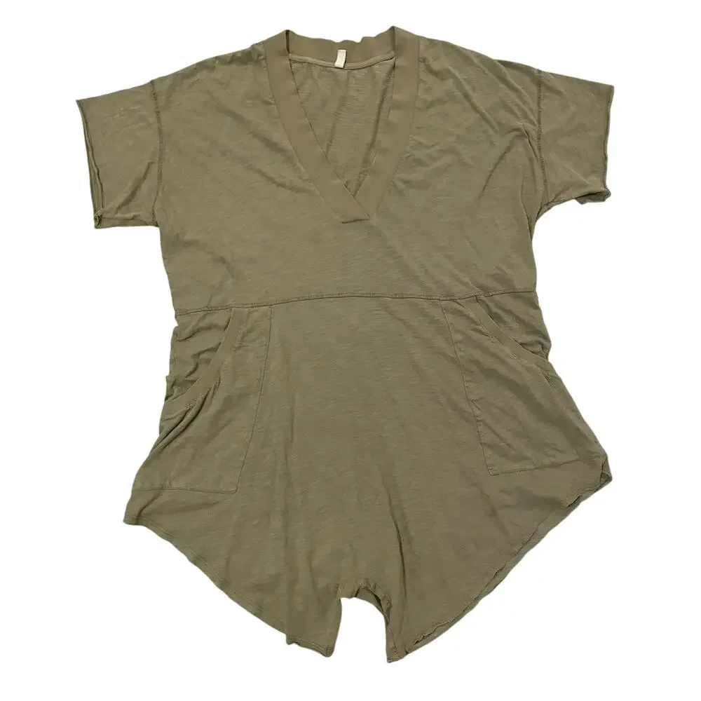 Free People Intimately Why‎ Not Romper M Green Oversized Boho Lounge Beach